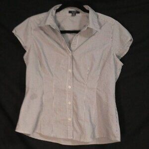 MAJORA | large | Classic Striped Short Sleeve Blouse